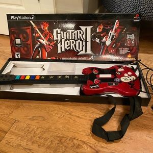 PlayStation PS2 Guitar Hero Wired Guitar ONLY with Strap | Red Octane PSLGH Used